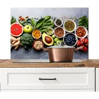 KitchenYeah Spatscherm keuken 80x55 cm - Kookplaat achterwand Fruit - Beton print - Groente - Muurbeschermer - Spatwand fornuis - Hoogwaardig aluminium