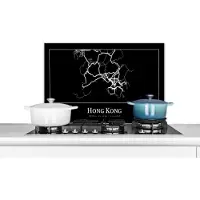 KitchenYeah Spatscherm keuken 70x50 cm - Kookplaat achterwand Hong Kong - Kaart - Stadskaart - Plattegrond - Muurbeschermer - Spatwand fornuis - Hoogwaardig aluminium