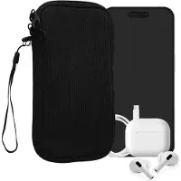 Kwmobile Telefoontasje voor XL - 6,7/6,8" Hoesje - Van Neopreen en Ribfluweel - Mobieltasje 17,2 x 8,4 cm - Smartphone tasje in zwart