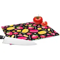 KitchenYeah Glazen Snijplank - 28x20 - Snoep - Patroon - Aardbei - Snijplanken Glas