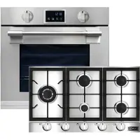 Kaiser - inbouwoven - kookplaat - EH 6339 XXL - 86L - met pyrolyse & AirFry - touch display - + KG 9357 inbouwgaskookplaat 90cm - rvs - WOK turbobrander - 3,8 kW.