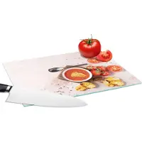 KitchenYeah Glazen Snijplank - 28x20 - Tomaat - Soep - Keuken - Kruiden - Snijplanken Glas