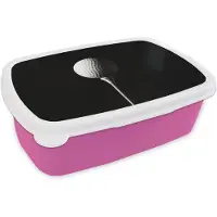 MuchoWow Broodtrommel Roze - Lunchbox Golfbal - Minimalistisch - Wit - Brooddoos 18x12x6 cm - Brood lunch box - Broodtrommels voor kinderen en volwassenen