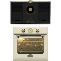 Kaiser - Inbouwoven - EH 6432 ElfBE Eco/10 - met enkele telescoopgeleider - KCT 9365 IEm Retro - inductiekookplaat - met geïntegreerde afzuigkap - 1250 m³/h & Empire design in brons