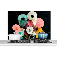KitchenYeah Spatscherm keuken 100x65 cm - Kookplaat achterwand Boeket - Vaas - Bloemen - Kleuren - Muurbeschermer - Spatwand fornuis - Hoogwaardig aluminium