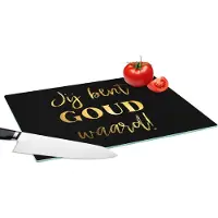 KitchenYeah Glazen Snijplank - 39x28 - Jij bent goud waard - Quotes - Spreuken - Snijplanken Glas
