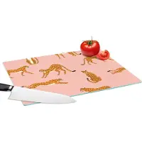 KitchenYeah Glazen Snijplank - 39x28 - Cheetah - Patroon - Kat - Snijplanken Glas