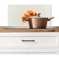 KitchenYeah Spatscherm keuken 70x30 cm - Kookplaat achterwand Croissant - Brood - Beige - Muurbeschermer - Spatwand fornuis - Hoogwaardig aluminium