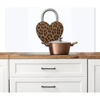 KitchenYeah Spatscherm keuken 120x60 cm - Kookplaat achterwand Slot - Hartvormig - Bruin - Panterprint - Muurbeschermer - Spatwand fornuis - Hoogwaardig aluminium