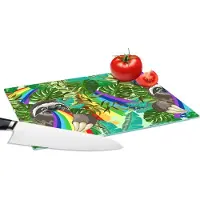 KitchenYeah Glazen Snijplank - 28x20 - Luiaard - Regenboog - Bladeren - Patronen - Snijplanken Glas