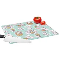 KitchenYeah Glazen Snijplank - 39x28 - Konijn - Tuin - Patroon - Snijplanken Glas
