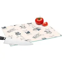 KitchenYeah Glazen Snijplank - 39x28 - Konijnen - Vintage - Patronen - Snijplanken Glas