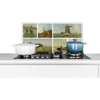 KitchenYeah Spatscherm keuken 60x30 cm - Kookplaat achterwand Collage - Nederland - Oude Meesters - Muurbeschermer - Spatwand fornuis - Hoogwaardig aluminium