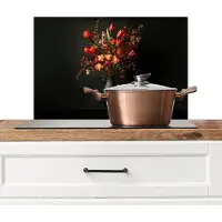 KitchenYeah Spatscherm keuken 70x50 cm - Kookplaat achterwand Bloemen - Takken - Boeket - Muurbeschermer - Spatwand fornuis - Hoogwaardig aluminium