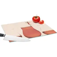 KitchenYeah Glazen Snijplank - 39x28 - Vrouw - Wijn - Wijnglas - Vintage - Snijplanken Glas