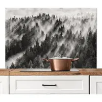 KitchenYeah Spatscherm keuken 120x80 cm - Kookplaat achterwand Landschap - Mist - Bos - Natuur - Muurbeschermer - Spatwand fornuis - Hoogwaardig aluminium