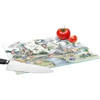 KitchenYeah Glazen Snijplank - 39x28 - Kinderen - Luchtballon - Draak - Jongens - Kasteel - Waterverf - Snijplanken Glas
