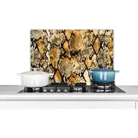 KitchenYeah Spatscherm keuken 70x50 cm - Kookplaat achterwand Dierenprint - Goud - Slang - Muurbeschermer - Spatwand fornuis - Hoogwaardig aluminium