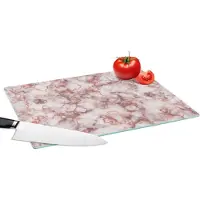 KitchenYeah Glazen Snijplank - 39x28 - Marmer - Rood - Lijn - Snijplanken Glas