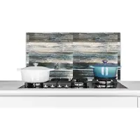 KitchenYeah Spatscherm keuken 90x45 cm - Kookplaat achterwand Vintage - Patroon - Hout - Muurbeschermer - Spatwand fornuis - Hoogwaardig aluminium