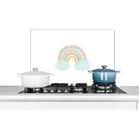 KitchenYeah Spatscherm keuken 60x40 cm - Kookplaat achterwand Regenboog - Sterren - Stippen - Wolken - Kinderen - Muurbeschermer - Spatwand fornuis - Hoogwaardig aluminium