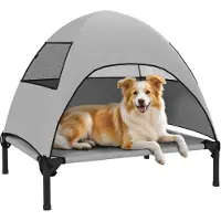 PawHut -Hundeliege-Polyester, Stahl-76L x 61B x 71H cm-Hellgrau