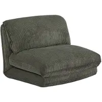 Sweeek Loungestoel met slaapfunctie corduroy fauteuil Kaki