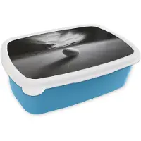 MuchoWow Broodtrommel Blauw - Lunchbox Golfbal - Wazig - Zwart - Brooddoos 18x12x6 cm - Brood lunch box - Broodtrommels voor kinderen en volwassenen