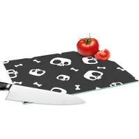 KitchenYeah Glazen Snijplank - 28x20 - Patronen - Skull - Skelet - Bot - Jongen - Jongetje - Kinderen - Kids - Snijplanken Glas