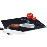 KitchenYeah Glazen Snijplank - 39x28 - Kokosnoot - Stilleven - Water - Zwart - Fruit - Snijplanken Glas
