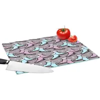KitchenYeah Glazen Snijplank - 39x28 - Schaatsen - Patroon - Winter - Snijplanken Glas