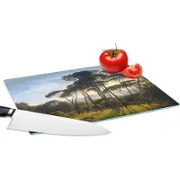 KitchenYeah Glazen Snijplank - 28x20 - Italiaans landschap met parasoldennen - Kunst - Oude meesters - Snijplanken Glas