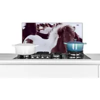 KitchenYeah Spatscherm keuken 70x30 cm - Kookplaat achterwand Paard - Sneeuw - Wit - Muurbeschermer - Spatwand fornuis - Hoogwaardig aluminium