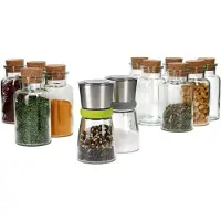 MamboCat Geschenkset 2x kruidenmolen + 10x kruidenpotje 300ml met kurken deksel