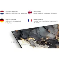 KitchenYeah Spatscherm keuken 120x80 cm - Kookplaat achterwand Marmer - Zwart - Wit - Goud - Luxe - Abstract - Muurbeschermer - Spatwand fornuis - Hoogwaardig aluminium