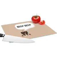KitchenYeah Glazen Snijplank - 28x20 - Spreuken - Quotes - Beep beep - Robot - Hart - Kids - Jongens - Snijplanken Glas