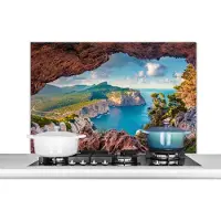 KitchenYeah Spatscherm - Spatwand - Grot - Uitzicht - Natuur - Zee - Keuken - Keuken achterwand - 100x65 cm - Spatscherm keuken - Spatscherm achterwand keuken