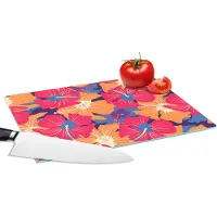KitchenYeah Glazen Snijplank - 28x20 - Zomer - Bloemen - Hawaii - Patronen - Snijplanken Glas