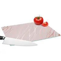 KitchenYeah Glazen Snijplank - 28x20 - Marmer - Roze - Roségoud - Patronen - Snijplanken Glas