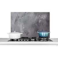 KitchenYeah Spatscherm keuken 80x55 cm - Kookplaat achterwand Beton - Grijs - Retro - Muurbeschermer - Spatwand fornuis - Hoogwaardig aluminium