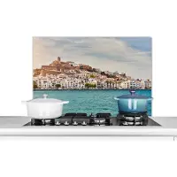 KitchenYeah Spatscherm keuken 80x55 cm - Kookplaat achterwand Dalt Vila op Ibiza - Muurbeschermer - Spatwand fornuis - Hoogwaardig aluminium