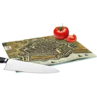 KitchenYeah Glazen Snijplank - 28x20 - Plattegrond - Arnhem - Vintage - Snijplanken Glas