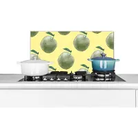 KitchenYeah Spatscherm keuken 60x30 cm - Kookplaat achterwand Appels - Groen - Geel - Muurbeschermer - Spatwand fornuis - Hoogwaardig aluminium