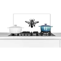 KitchenYeah Spatscherm keuken 70x30 cm - Kookplaat achterwand Bij - Insect - Vintage - Zwart wit - Muurbeschermer - Spatwand fornuis - Hoogwaardig aluminium
