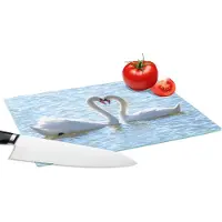 KitchenYeah Glazen Snijplank - 28x20 - Vogels - Zwaan - Water - Liefde - Zon - Snijplanken Glas