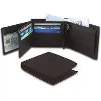 Garzini heren portemonnee leder, portefeuille RFID, tijdloos billfold model muntvak, briefgeldvak, 15 pasjes, Bruin