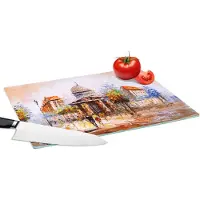 KitchenYeah Glazen Snijplank - 39x28 - Schilderij - Stad - Olieverf - Snijplanken Glas