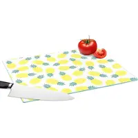 KitchenYeah Glazen Snijplank - 39x28 - Zomer - Tropisch - Design - Ananas - Snijplanken Glas