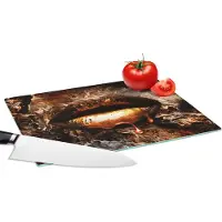 KitchenYeah Glazen Snijplank - 28x20 - Goud - Lippen - Kunst - Goud - Luxe - Abstract - Snijplanken Glas