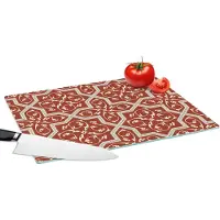 KitchenYeah Glazen Snijplank - 39x28 - Patroon - Rood - Sterren - Snijplanken Glas